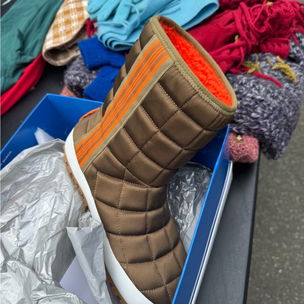 Quilted Brown and Orange Women's Boots